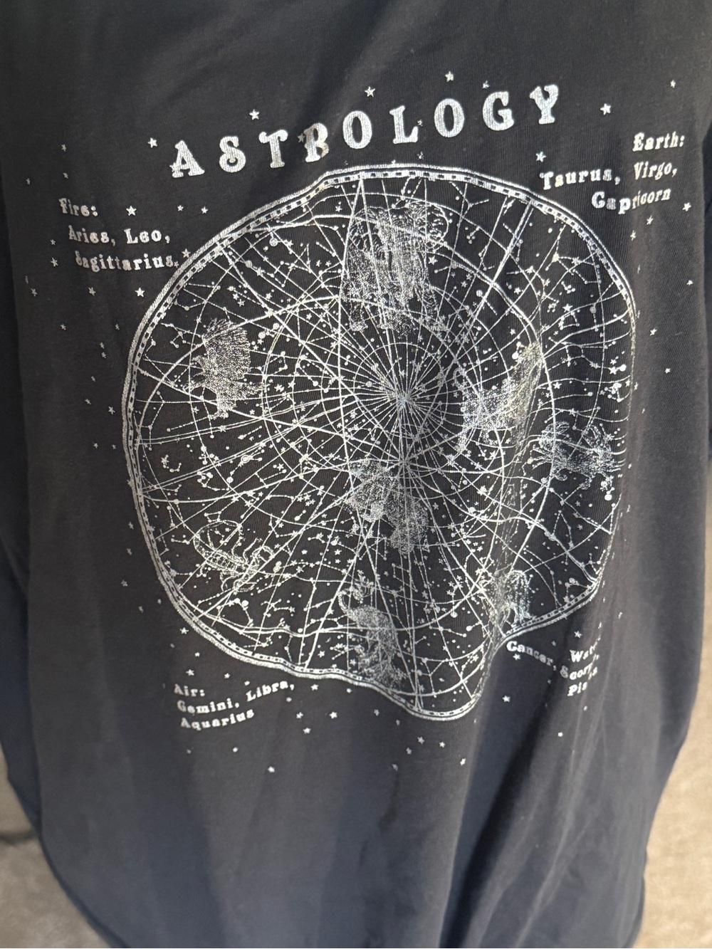 Fifth Sun Black Astrology Knot-Front Tee with White Constellation Graphic - Picture 3 of 4